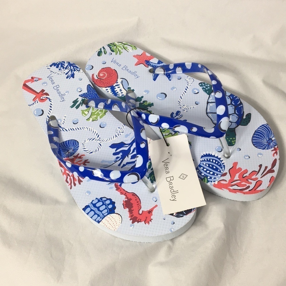 Vera Bradley Women’s Anchors Aweigh Flip Flops Size 5/6 NEW With Tags
